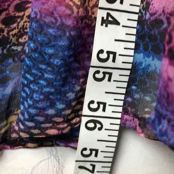 Boho Chic Spoon Jeans Sheer Colorful Maxi Cover Up Front Tie Flowy Dress L - Picture 5 of 8